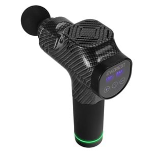 Everest EV-MT51 12V Dijital Karbon Fiber/Siyah 2500 mAh Kablosuz Profesyonel Sporcu 30 Kademeli Hız 7 Başlıklı Masaj Tab
