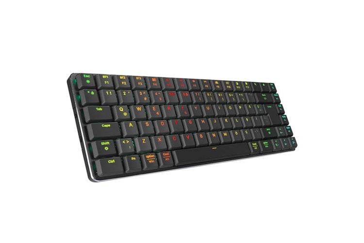 RAMPAGE W-GRANITE Siyah/Gri Low Profile BLUE SWITCH Q RGB Kablosuz+ BT Mekanik Gaming Oyuncu Klavye
