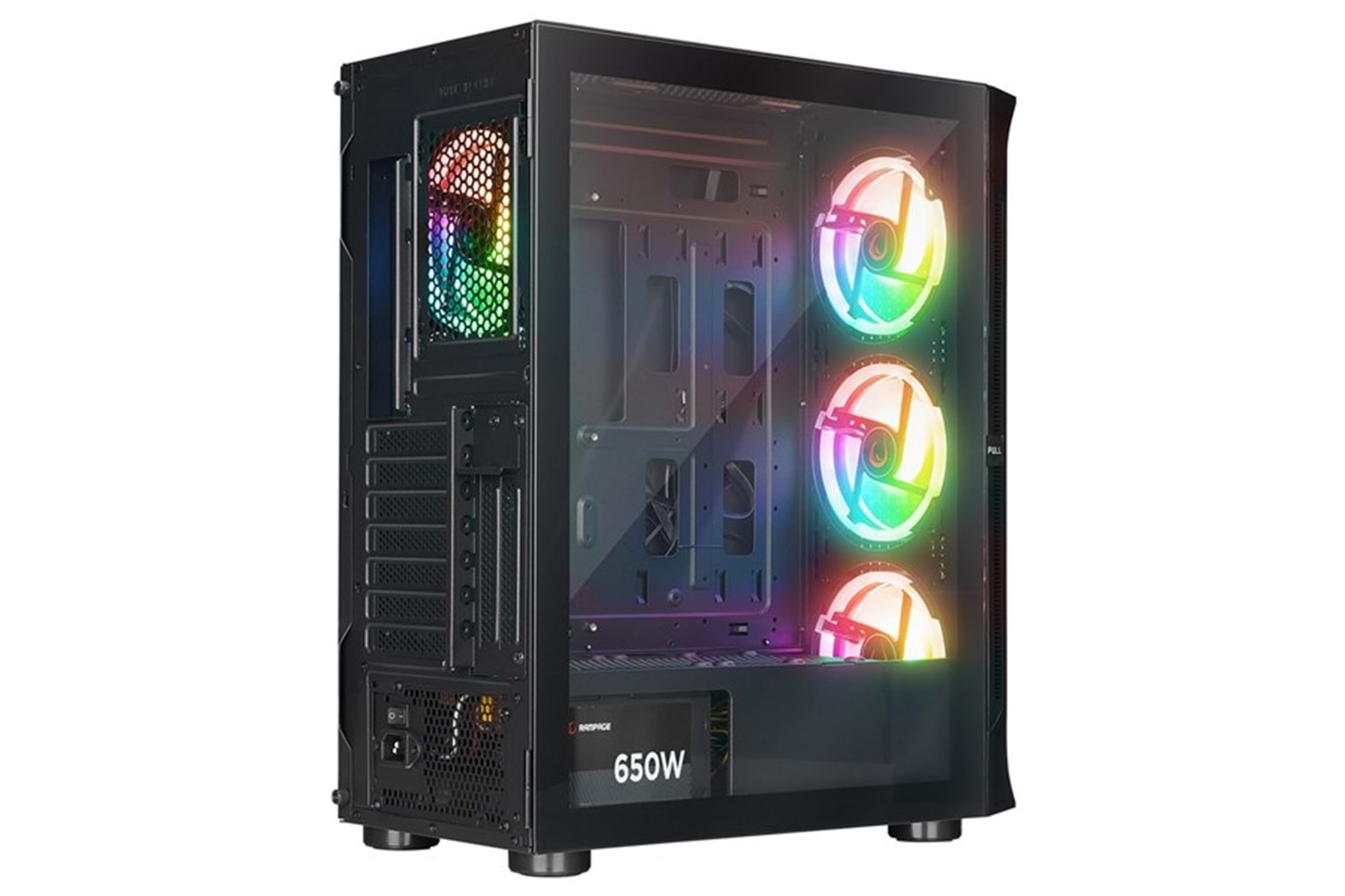 RAMPAGE 650W 80+ PROLIX MESH 4-RGB FANLI GAMING MID-TOWER PC KASASI
