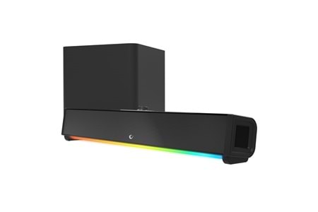 RAMPAGE RM-1 SoundWave Plus Siyah 2X15W + 34W 16V/4.06A BT+USB+AUX+TF Kartlı Gaming Soundbar Speaker