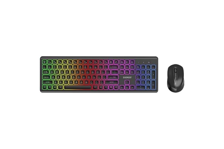 Everest KM-319BT Siyah 2.4G+BT1+BT2 Çoklu Cihaz Bağlantılı Q Set Kablosuz Klavye + Mouse