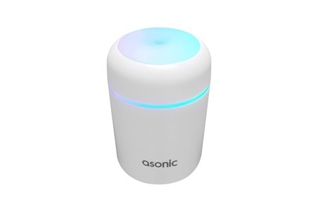 ASONIC HN21 Matte Beyaz 2W 300ML kapasiteli 4 Saat Çalışabilir RGB Mini Oda Nemlendirici