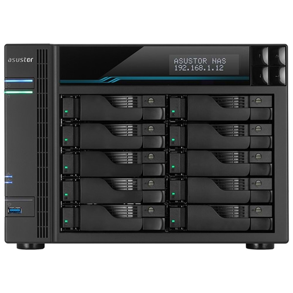 ASUSTOR AS6510T-16GB ATOM C3538 16GB RAM-10-diskli Nas Server (Disksiz)